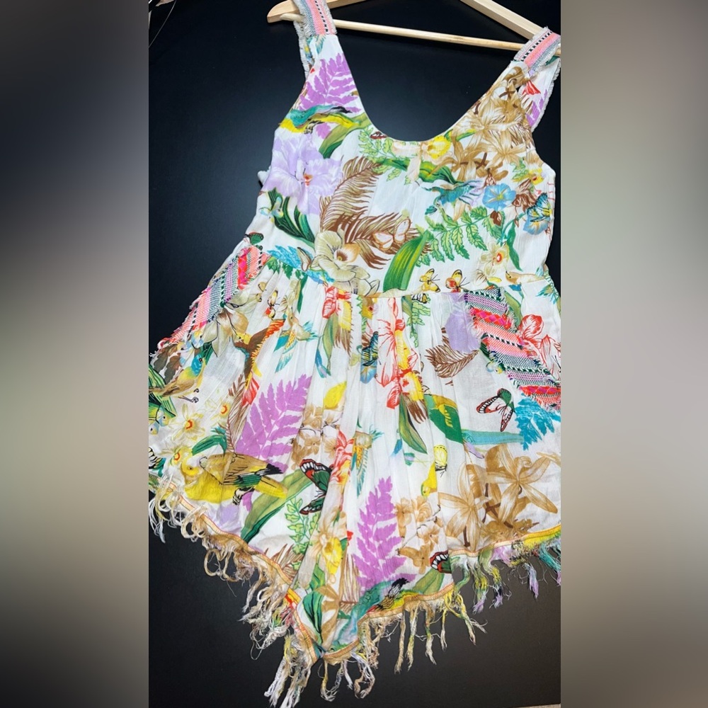 Z&L Europe Boho Floral Crochet Straps Romper Size Large GUC